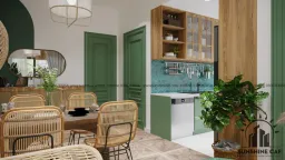 Phòng bếp, Phòng ăn - Căn hộ Lavita Charm Thủ Đức - Phong cách Tropical 