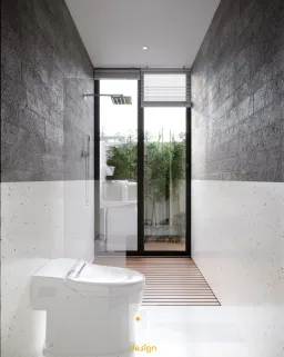 Phòng tắm - Nhà phố Tam Kỳ - Phong cách Wabi Sabi 