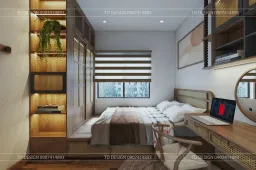 Phòng ngủ - Concept Căn hộ nhà anh Hiếu 78m2 - Phong cách Wabi Sabi 