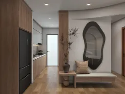 Lối vào, Hành lang - Concept Căn hộ chung cư Bình Thạnh 75m2 - Phong cách Japandi 