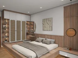 Phòng ngủ - Concept Căn hộ chung cư Bình Thạnh 75m2 - Phong cách Japandi 