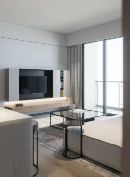 Phòng khách - Concept thiết kế 3D căn hộ - Phong cách Minimalism số 2 