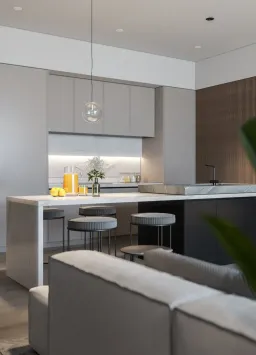 Phòng bếp - Concept thiết kế 3D căn hộ - Phong cách Minimalism số 2 