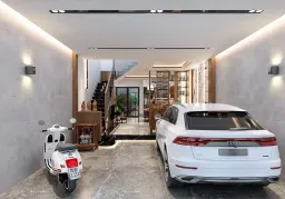 Sân để xe - Concept nhà phố chị Lộc, Nhà Bè - Phong cách Modern 