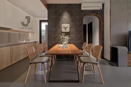 Phòng khách, Phòng bếp - Concept thiết kế Khôi Apartment - Phong cách Mid Century mix 