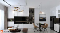 Phòng khách, Phòng ăn - Concept nội thất Nhà phố Quận 4 - Phong cách Modern 
