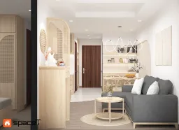 Phòng khách - Concept nội thất Căn hộ Samsora Riverside - Phong cách Japandi 