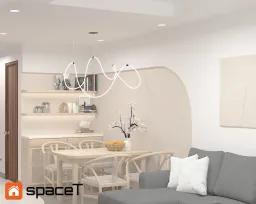 Phòng khách, Phòng ăn - Concept nội thất Căn hộ Samsora Riverside - Phong cách Japandi 