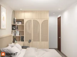 Phòng ngủ, Lối vào - Concept nội thất Căn hộ Samsora Riverside - Phong cách Japandi 