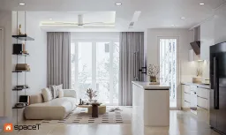Phòng khách - Concept nội thất Căn hộ Sunrise City View - Phong cách Minimalist 