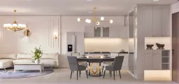 Phòng bếp, Phòng ăn - Concept nội thất Căn hộ II Sora Bình Dương - Phong cách Neo Classic 