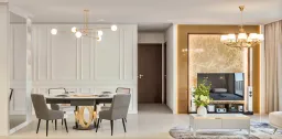Phòng khách, Phòng ăn - Concept nội thất Căn hộ II Sora Bình Dương - Phong cách Neo Classic 