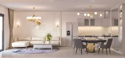 Phòng khách, Phòng ăn - Concept nội thất Căn hộ II Sora Bình Dương - Phong cách Neo Classic 