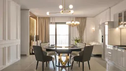 Phòng bếp, Phòng ăn - Concept nội thất Căn hộ II Sora Bình Dương - Phong cách Neo Classic 