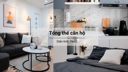 Căn hộ phong cách Modern và Minimalist với tông trắng - đen, tranh canvas và hoa khô