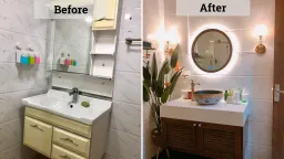 Phòng tắm - Ý tưởng cải tạo nhà phong cách Indochine kết hợp Modern 