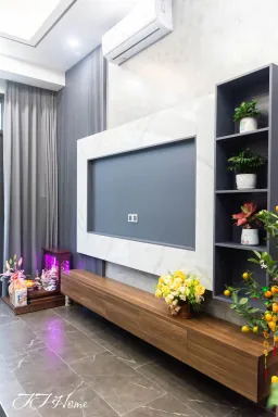 Phòng khách - Nhà phố diện tích nhỏ được mở rộng không gian với phong cách Modern  