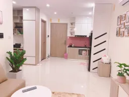 Phòng khách, Phòng bếp - Tổ ấm “màu hồng” 43m2 của vợ chồng trẻ với thiết kế hiện đại, tiện nghi 