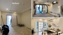 Phòng khách - Căn hộ 53m2 với ý tưởng cửa vòm thông phòng ngủ - phòng khách đáng tham khảo 