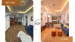 Phòng khách - “Thổi hồn” cho căn hộ 95m2 thuê du lịch tại Quy Nhơn 