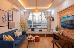 Phòng khách - “Thổi hồn” cho căn hộ 95m2 thuê du lịch tại Quy Nhơn 