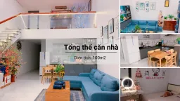 Làm nhà phố màu xanh biển với tầng lửng đủ công năng tiết kiệm chi phi
