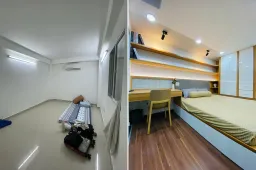 Phòng ngủ - Cải tạo nhà 44m2 từ 2 tầng: sửa 1 tầng thành tầng lửng, giải phóng không gian 