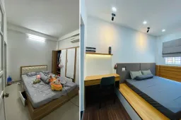 Phòng ngủ - Cải tạo nhà 44m2 từ 2 tầng: sửa 1 tầng thành tầng lửng, giải phóng không gian 