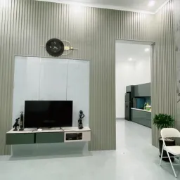 Phòng khách - Bỏ phố về quê xây nhà vườn thiết kế hiện đại, tối giản như “biệt thự mini” 