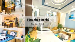 Ấm áp nhà phố tông màu vàng - xanh biển, trang trí nội thất gỗ