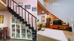 Phòng khách, Cầu thang - Cải tạo nhà nhỏ tại Đà Lạt khéo léo gia tăng thêm không gian 
