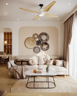 Phòng khách - Căn hộ phong cách Hiện đại kết hợp Farmhouse mộc mạc, ấn tượng 