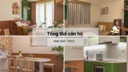 Phòng khách - Câu chuyện tổ ấm đầu tiên màu cam cháy và xanh rêu 