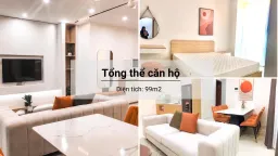 Phòng khách - Căn hộ 99m2 bố trí nội thất hợp lý với sắc cam - trắng trang nhã hiện đại 