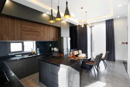 Phòng ăn - Nhà phố 80m2 xây kiểu Hiện đại, tối ưu không gian với tông màu xám - đen sang trọng 