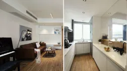 Phòng khách - Căn hộ tinh tế, trang nhã với tông màu trắng - đen - nâu gỗ của một nghệ sỹ 