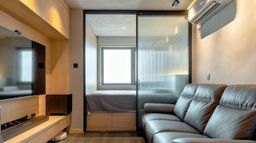 Phòng ngủ, Phòng khách - Gia chủ đầu tư làm nội thất cho căn hộ 36m2 tận hưởng cuộc sống độc thân tiện nghi 