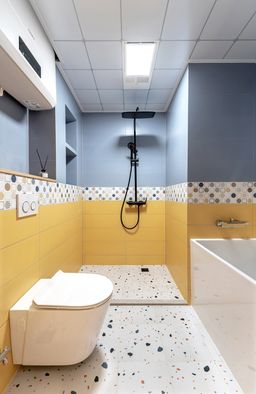 Phòng tắm - Tổ ấm đơn giản kiểu Scandinavian với màu gỗ và cam cháy ấm áp 