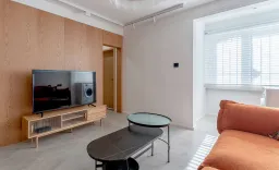 Phòng khách - Tổ ấm đơn giản kiểu Scandinavian với màu gỗ và cam cháy ấm áp 