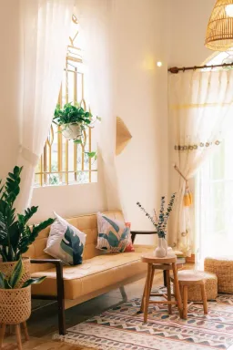Phòng khách - Cải tạo lại nhà cũ thành homestay cực chill tại Bến Tre 