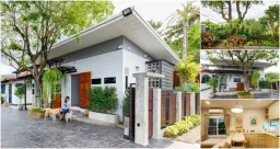 Nann Opal: Ngôi nhà cấp 4 mái bằng hình vuông xây kiểu nhà vườn xanh mát