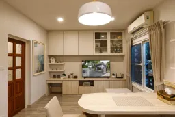 Phòng bếp - Nann Opal: Ngôi nhà cấp 4 mái bằng hình vuông xây kiểu nhà vườn xanh mát 