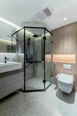 Phòng tắm - Căn hộ chỉ thiết kế màu xám - đen mà sang trọng tinh tế bất ngờ 