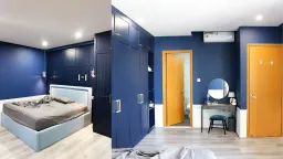 Phòng ngủ - Nhà tối giản bỏ phòng khách, sơn nhà màu xanh dương - xanh lá, bạn đã thử? 