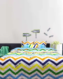 Bộ Chăn Ga Gối Cotton Zigzag Nhiều Màu