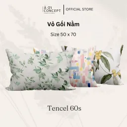 Vỏ Gối Nằm Lụa Tencel 60s Hoa Văn Blue & Orange