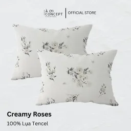 Vỏ Gối Nằm Lụa Tencel 60s Hoa Văn Creamy Roses