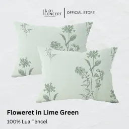 Vỏ Gối Nằm Lụa Tencel 60s Hoa Văn Floweret Lime Green