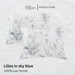 Vỏ Gối Nằm Lụa Tencel 60s Hoa Văn Lilies In Sky Blue