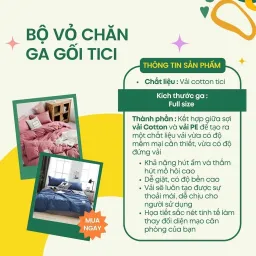 Bộ Chăn Ga Cotton Tici 4 Món 1m6